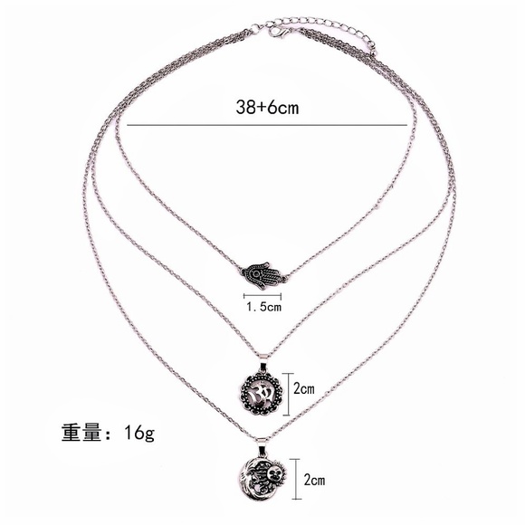 N3 | Boho Dainty Multi Layer Moon Hand Necklace - Picture 5 of 5